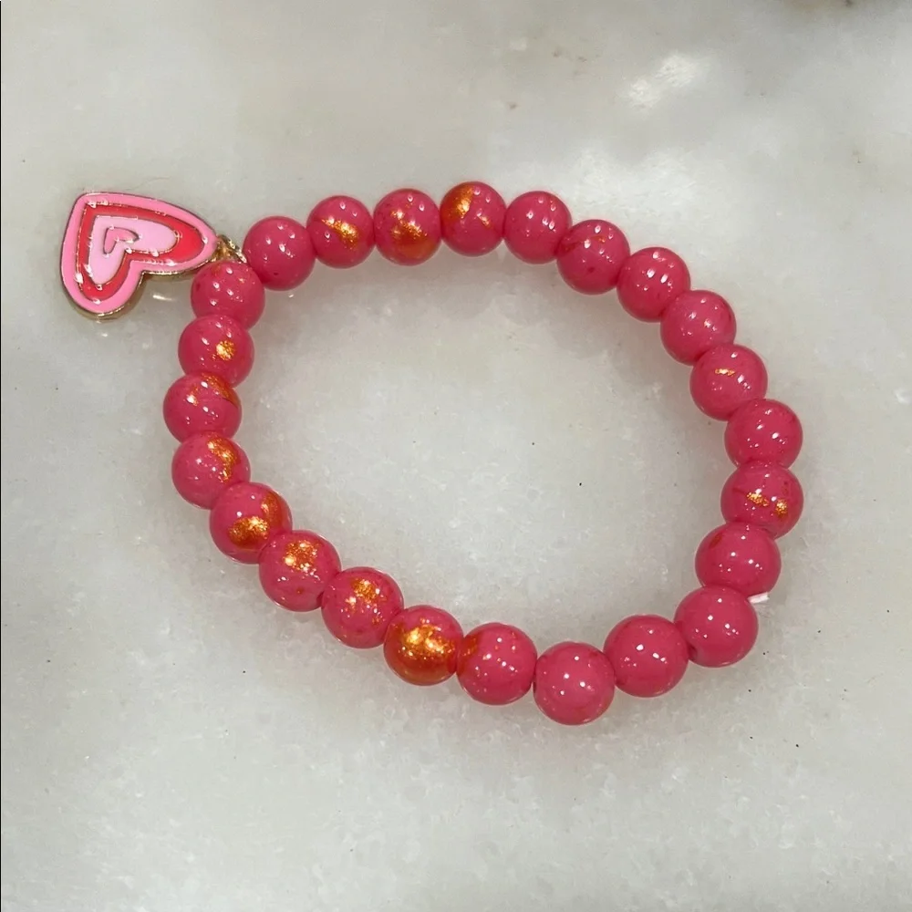 Pink Heart Charm Bracelet Handmade Y2K Coquette Girl Jewelry